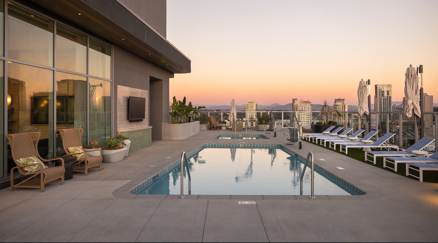 Rooftop Pool with sunset