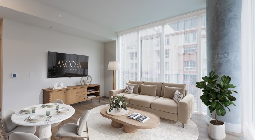 living area with large windows